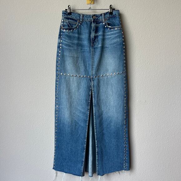 Reformation Tazz Maxi Denim Skirt in Hemlock Studded Size 25 - Picture 3 of 9